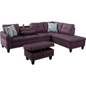 Lifestyle Furniture Catherine Right-Facing Sectional & Ottoman in Amaranth