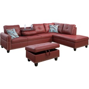 Lifestyle Furniture Catherine Right-Facing Sectional & Ottoman in Wine Red