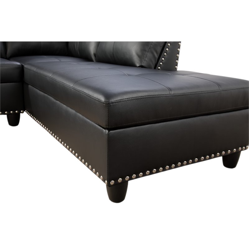 Lifestyle Furniture Catherine Right-Facing Sectional & Ottoman in Black