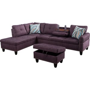 Lifestyle Furniture Catrina Left-Facing Sectional & Ottoman in Amaranth