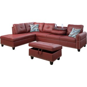 Lifestyle Furniture Catrina Left-Facing Sectional & Ottoman in Wine Red