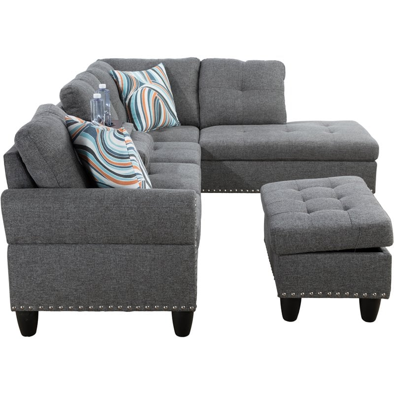 Lifestyle Furniture Catherine Right-Facing Sectional & Ottoman in Gray