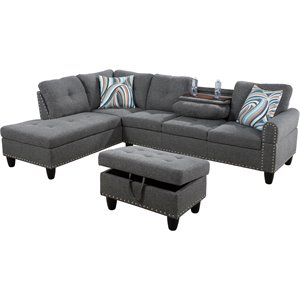 Lifestyle Furniture Catrina Left-Facing Sectional & Ottoman in Gray