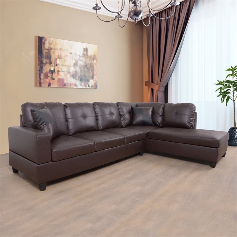 Lifestyle Furniture Leisly Right-Facing Sectional Sofa Set in Chocolate/Brown