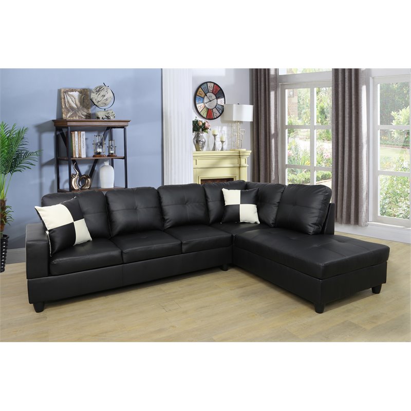 Lifestyle Furniture Leisly Right-Facing Sectional Sofa Set in Ultimate Black
