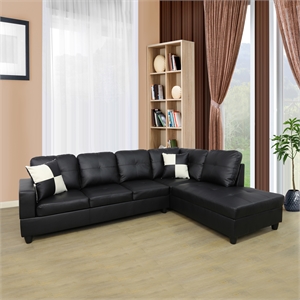Lifestyle Furniture Leisly Right-Facing Sectional Sofa Set in Ultimate Black
