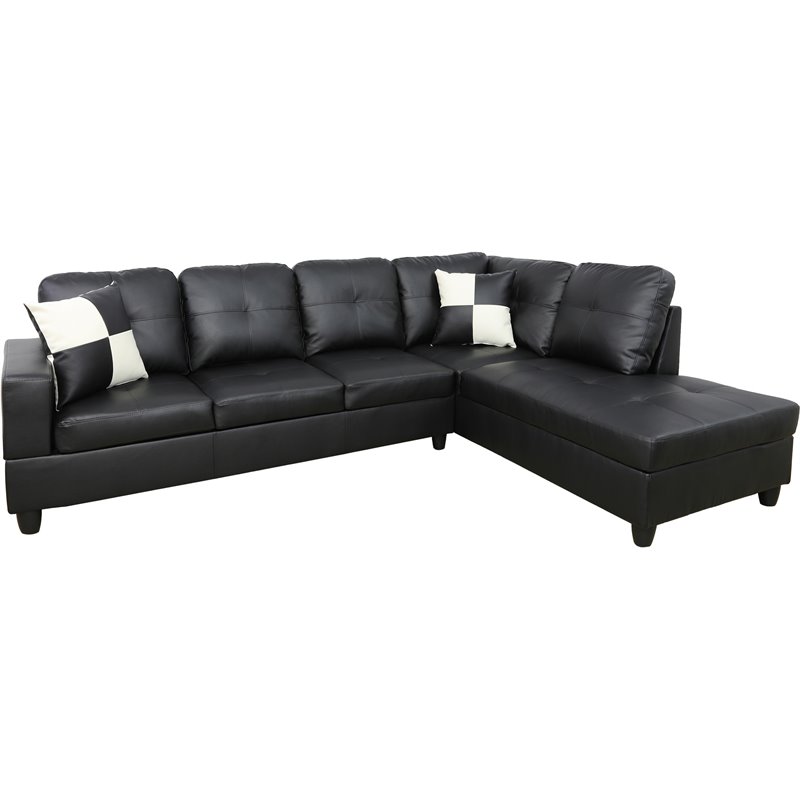 Lifestyle Furniture Leisly Right-Facing Sectional Sofa Set in Ultimate Black
