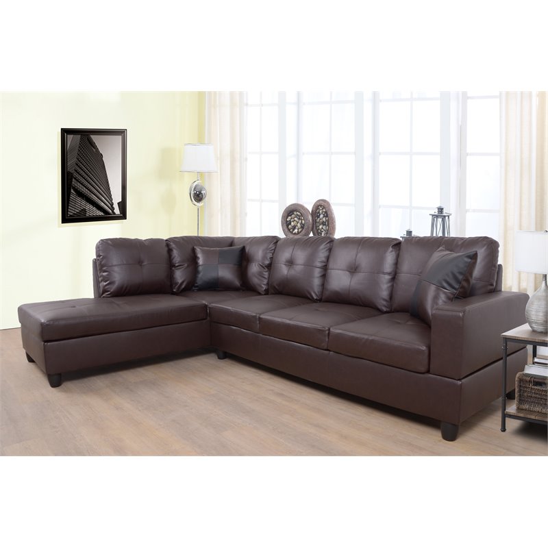 Lifestyle Furniture Smith Left-Facing Sectional Sofa Set in Chocolate/Brown