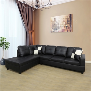 Lifestyle Furniture Left-Facing Sectional Sofa Set in Ultimate Black