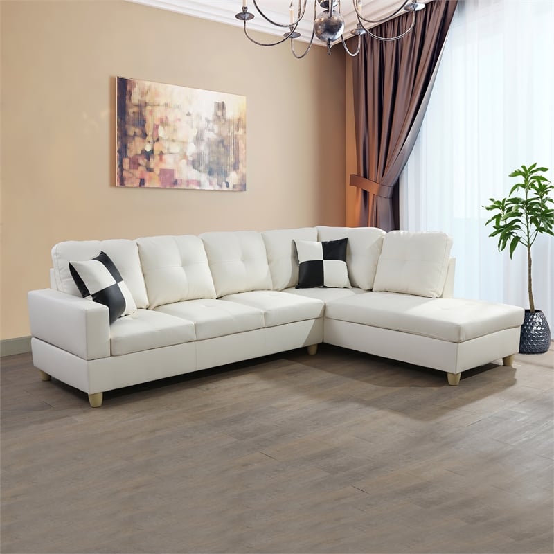 Lifestyle Furniture Leisly Right-Facing Sectional Sofa Set in Off White