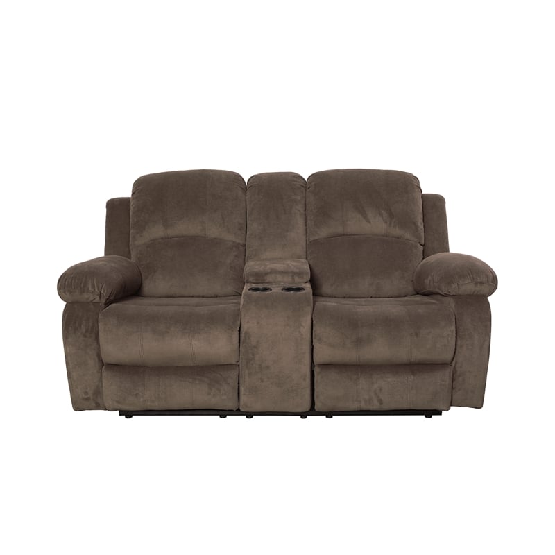 Lifestyle Furniture Rual 3-Pieces Grid Cloth Recliner Sofa Set in Taupe/Brown