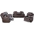Lifestyle Furniture Provo 3-Pieces Faux Leather Recliner Sofa Set in Espresso