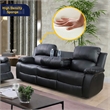 Lifestyle Furniture Provo 3-Pieces Faux Leather Recliner Sofa Set in Black