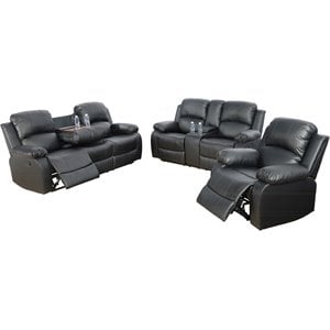 lifestyle furniture provo faux leather sofa set in black