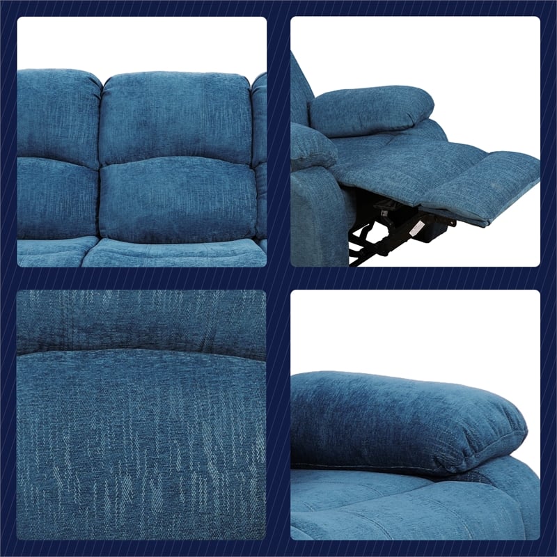 Lifestyle Furniture Nikki 3-Pieces Microfiber Recliner Sofa Set in Blue