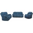 Lifestyle Furniture Nikki 3-Pieces Microfiber Recliner Sofa Set in Blue