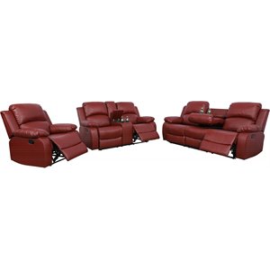 lifestyle furniture ashland recliner pu sofa set in red