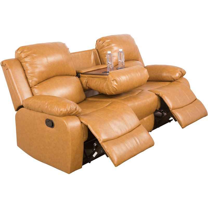 Lifestyle Furniture Ashland 2-Pieces Recliner PU Sofa Set in Ginger