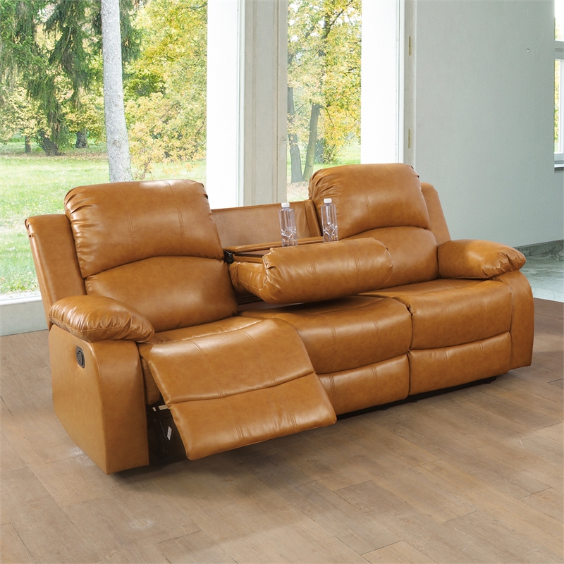 Lifestyle Furniture Ashland 2-Pieces Recliner PU Sofa Set in Ginger