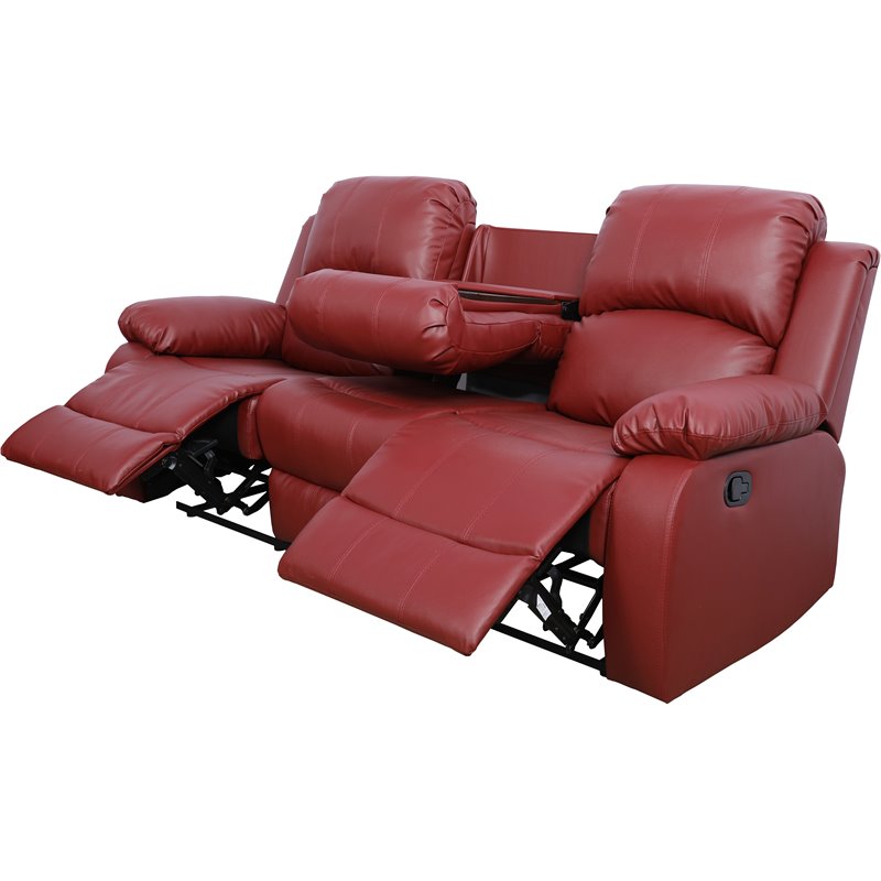 Lifestyle Furniture Ashland 2-Pieces Recliner PU Sofa Set in Red