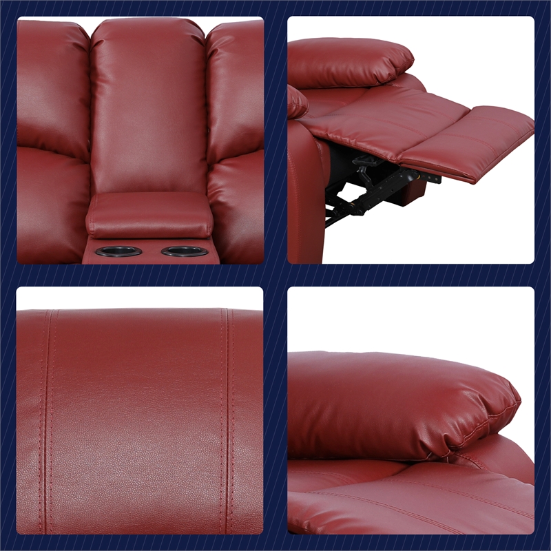 Lifestyle Furniture Ashland 2-Pieces Recliner PU Sofa Set in Red