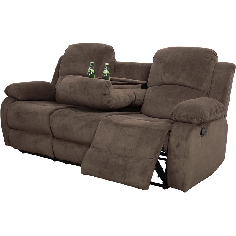Lifestyle Furniture Rual 2-Pieces Grid Cloth Recliner Sofa Set in Taupe/Brown