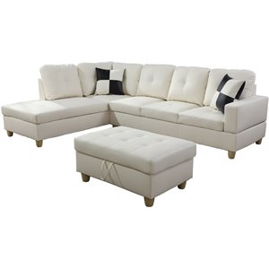 Lifestyle Furniture Scott Left-Facing Sectional & Ottoman in Off White