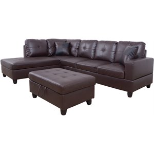 lifestyle furniture scott sectional sofa set in chocolate/brown