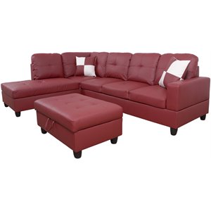 Lifestyle Furniture Scott Left-Facing Sectional & Ottoman in Wine Red