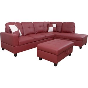 Lifestyle Furniture Scott Right-Facing Sectional & Ottoman in Wine Red