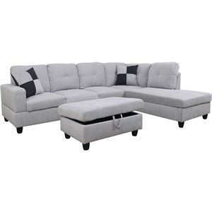 lifestyle furniture edward sectional sofa set in gray/white