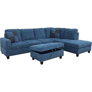 Lifestyle Furniture Edward Right-Facing Sectional & Ottoman in Lake Blue