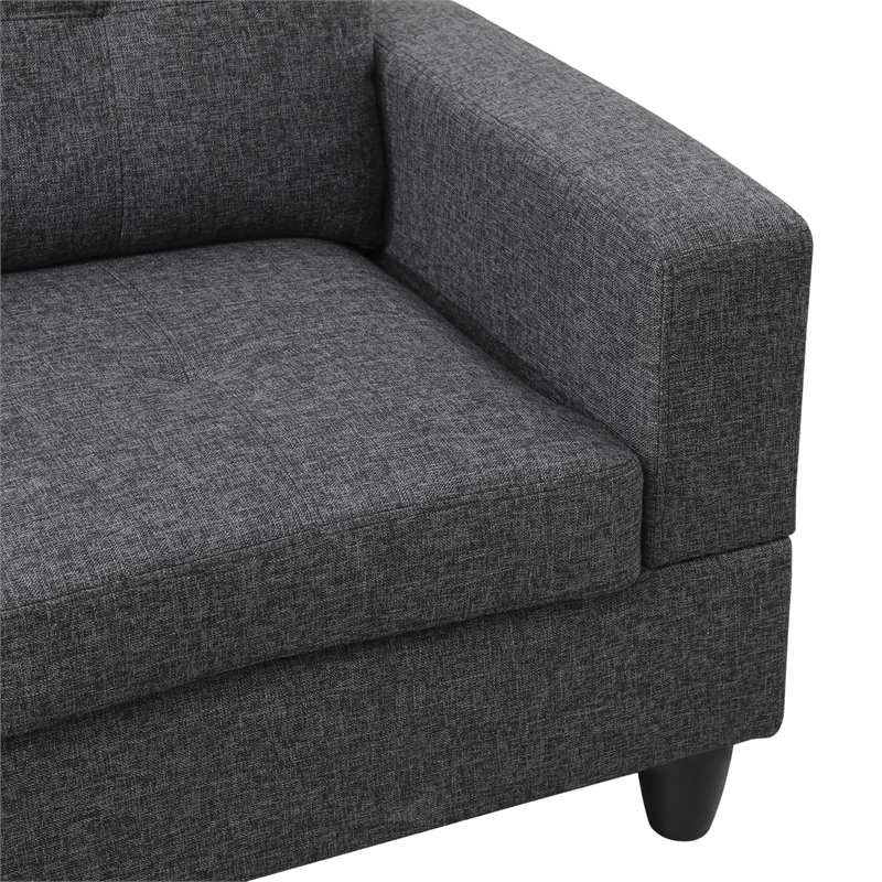 Lifestyle Furniture Edward Left-Facing Sectional & Ottoman in Black/Gray