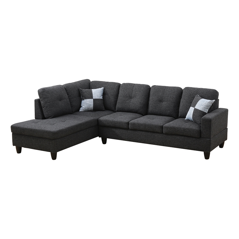 Lifestyle Furniture Edward Left-Facing Sectional & Ottoman in Black/Gray