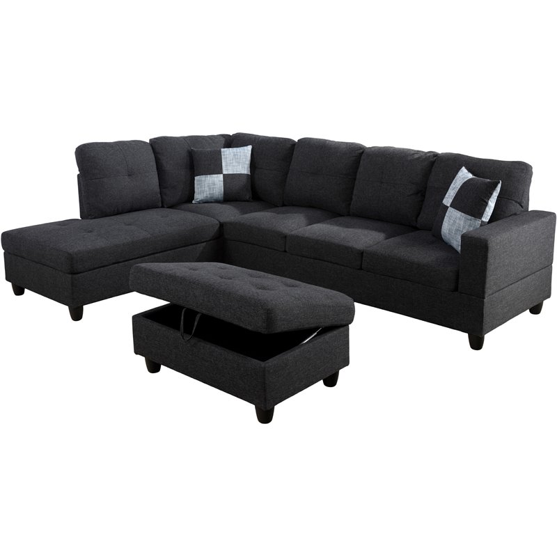 Lifestyle Furniture Edward LeftFacing Sectional & Ottoman in Black