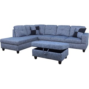 Lifestyle Furniture Edward Left-Facing Sectional & Ottoman in Fade Demin Blue