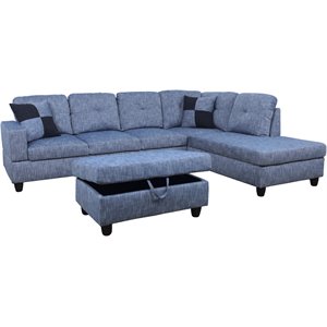 Lifestyle Furniture Edward Right-Facing Sectional & Ottoman in Fade Demin Blue