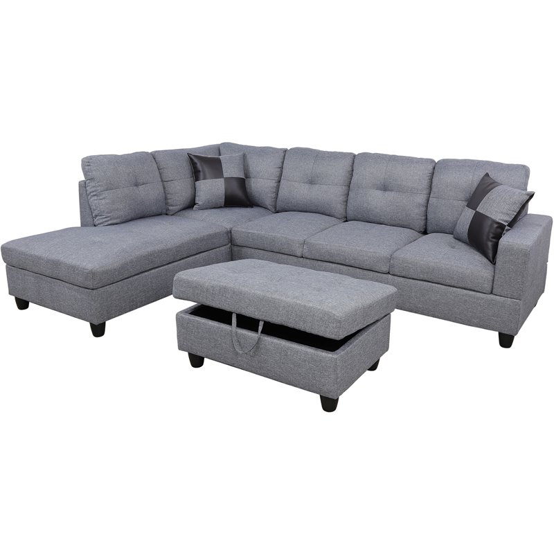 Lifestyle Furniture Edward Left-Facing Sectional & Ottoman in Cloud Gray