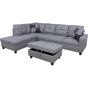 lifestyle furniture edward sectional sofa set in cloud gray