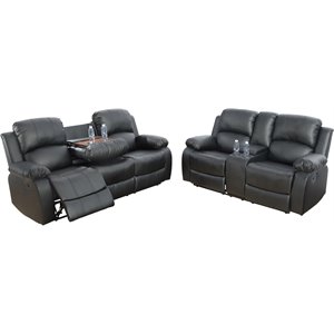 lifestyle furniture provo faux leather sofa set in black