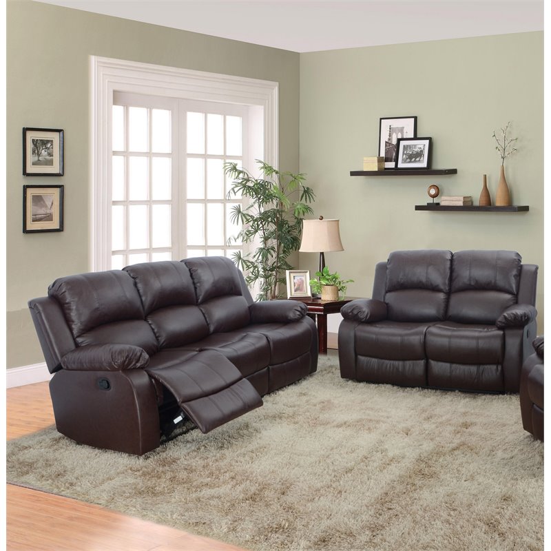 Lifestyle Furniture Raymond 2-Pieces Faux Leather Recliner Sofa Set in Espresso