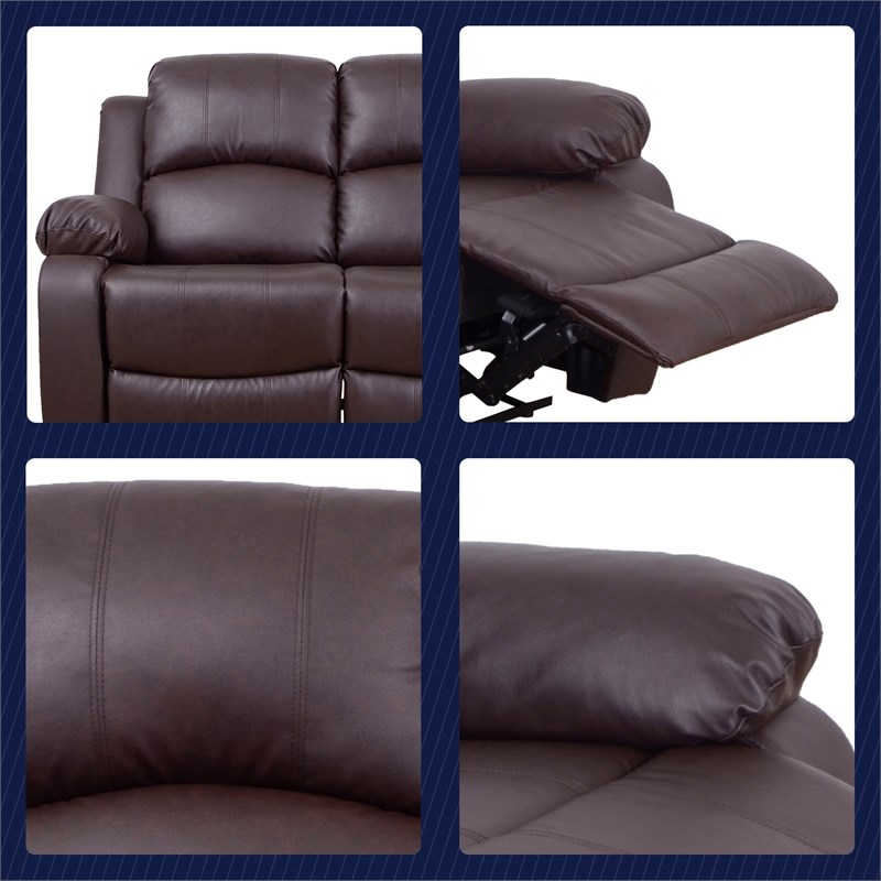 Lifestyle Furniture Raymond 3-Pieces Faux Leather Recliner Sofa Set in Espresso