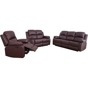 Lifestyle Furniture Raymond 3-Pieces Faux Leather Recliner Sofa Set in Espresso