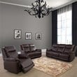 Lifestyle Furniture Raymond 3-Pieces Faux Leather Recliner Sofa Set in Espresso