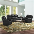 Lifestyle Furniture Raymond 3-Pieces Faux Leather Recliner Sofa Set in Black