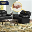 Lifestyle Furniture Raymond 3-Pieces Faux Leather Recliner Sofa Set in Black