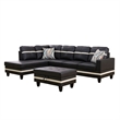 Lifestyle Furniture Lemonda Left-Facing Sectional & Ottoman in Black/White