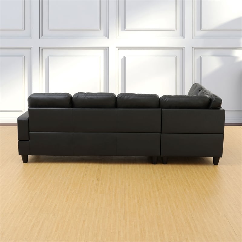 Lifestyle Furniture Lemonda Left-Facing Sectional & Ottoman in Black/White