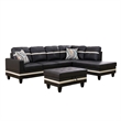 Lifestyle Furniture Biscuits Right-Facing Sectional & Ottoman in Black/White