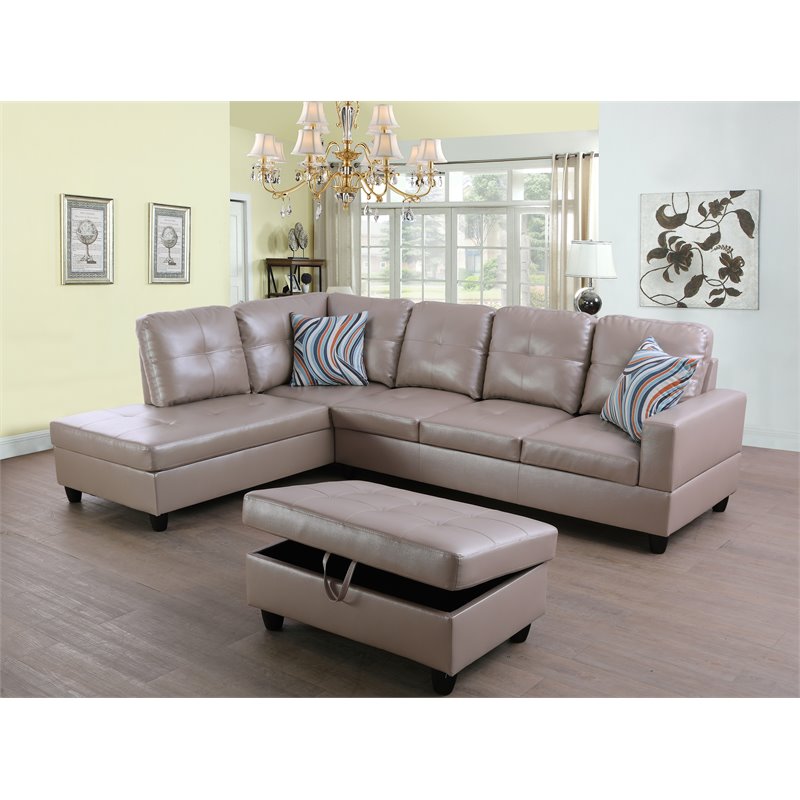 Lifestyle Furniture Lemonda Left-Facing Sectional & Ottoman